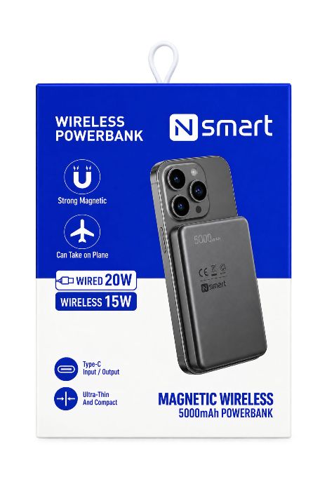 Resim Nsmart W71 5000mah 15w Manyetik Wireless Powerbank - Gri