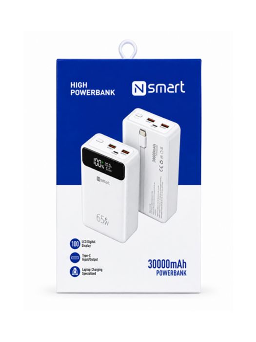 Resim Nsmart X05-l 30000mah 65w Pd Hızlı Şarj Powerbank - Beyaz