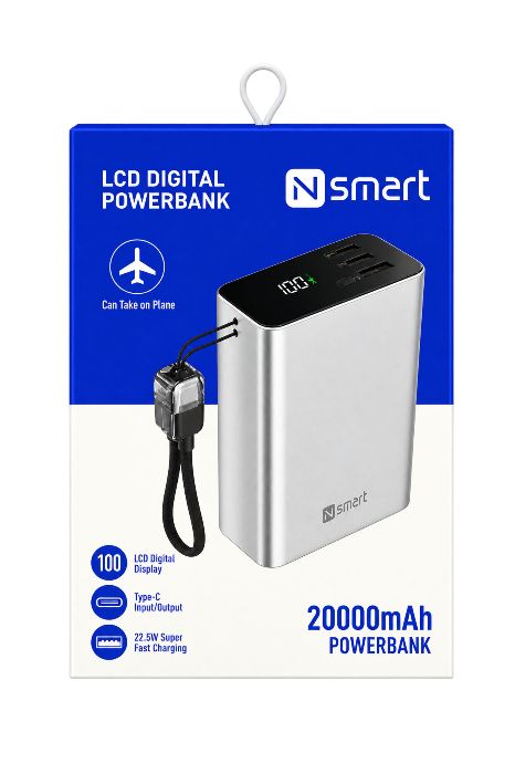 Resim Nsmart X17 20000mah 22.5w Lcd Hızlı Şarj Powerbank - Gri